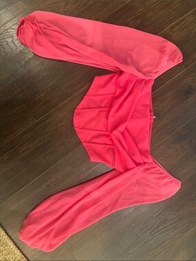 Pink Off-Shoulder Crop Top with Balloon Sleeves